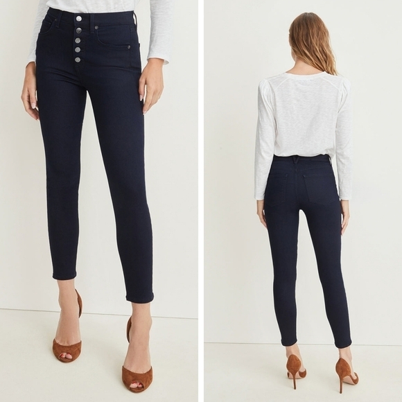 Veronica Beard Denim - Veronica Beard Debbie 10" Ankle-Crop Skinny Jean Black Raven Button Fly Size 26